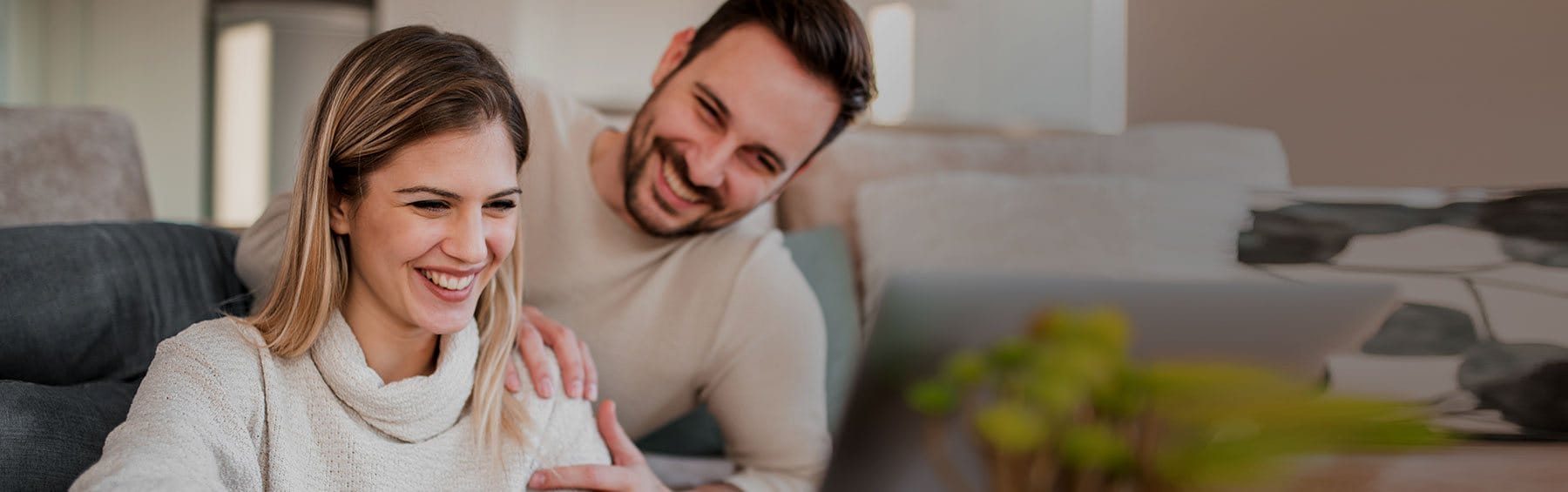 couple laughing together